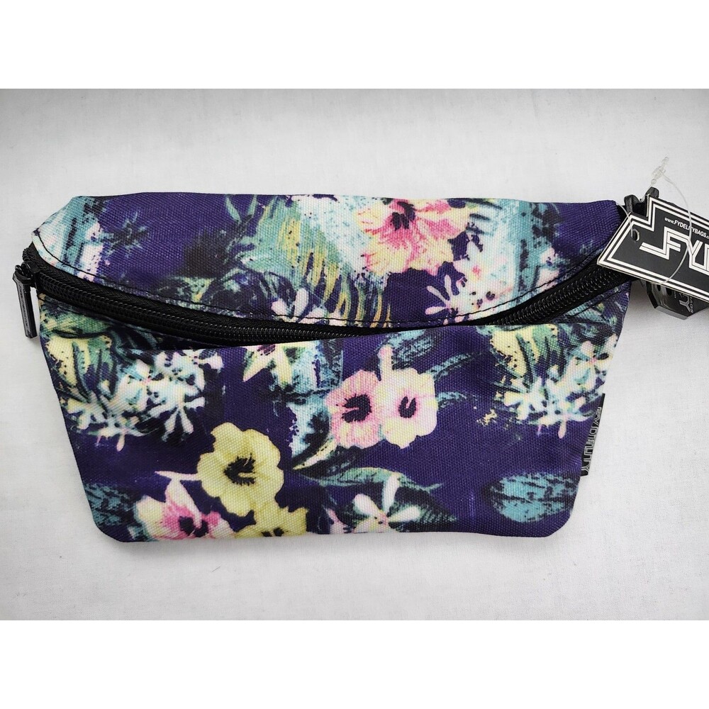 NWT Fydelity Ultra-Slim Adjustable Crossbody Fanny Pack Blue Floral